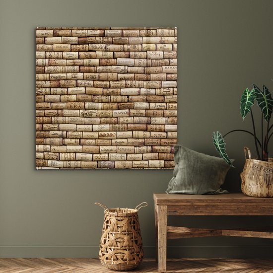 Peinture sur verre MuchoWow® - Bouchons en rangée - 90x90 cm - Peintures sur verre acrylique - Photo sur Glas