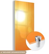 MuchoWow® Glasschilderij 40x80 cm - Schilderij acrylglas - Oranje gloed van de zon - Foto op glas - Schilderijen