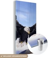 MuchoWow® Peinture sur verre 40x80 cm - Peinture sur verre acrylique - Un pygargue à tête blanche veut atterrir - Photo sur verre - Peintures