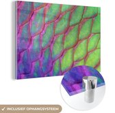 MuchoWow® Glasschilderij 120x80 cm - Schilderij acrylglas - Vis - Schubben - Kleurrijk - Foto op glas - Schilderijen