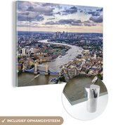MuchoWow® Glasschilderij 160x120 cm - Schilderij acrylglas - London met de Tower Bridge - Foto op glas - Schilderijen