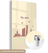 MuchoWow® Glasschilderij 60x90 cm - Schilderij acrylglas - Tel Aviv - Israël - Skyline - Foto op glas - Schilderijen