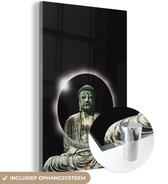 MuchoWow® Glasschilderij 120x180 cm - Schilderij acrylglas - Cirkel - Boeddha - Beeld - Foto op glas - Schilderijen
