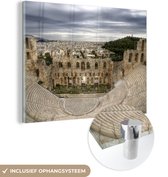 MuchoWow® Glasschilderij 120x90 cm - Schilderij acrylglas - Athene - Wolken - Griekenland - Foto op glas - Schilderijen
