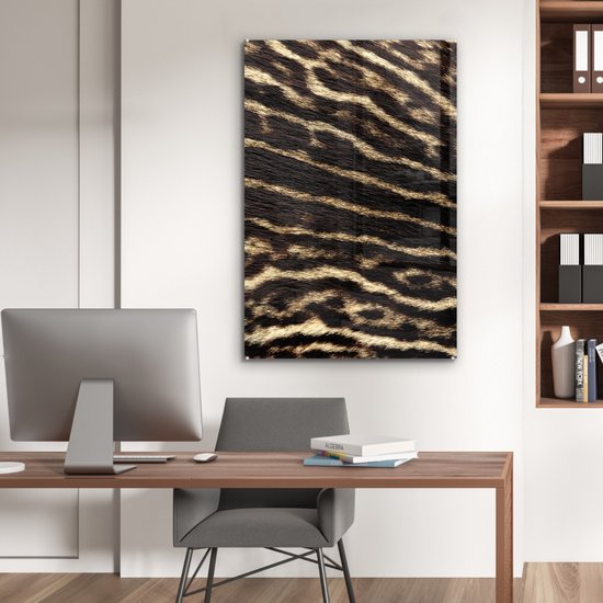 MuchoWow® Glasschilderij 80x120 cm - Schilderij acrylglas - Vacht - Dieren - Bruin - Foto op glas - Schilderijen