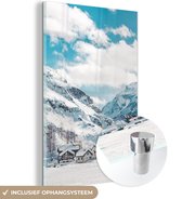 MuchoWow® Glasschilderij 40x60 cm - Schilderij acrylglas - Alpen - Sneeuw - Bergen - Foto op glas - Schilderijen