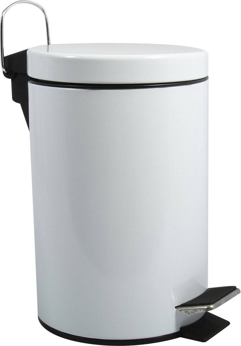 Goedkoopste MSV Prullenbak/pedaalemmer - metaal - wit - 5 liter - 20 x 28 cm - Badkamer/toilet