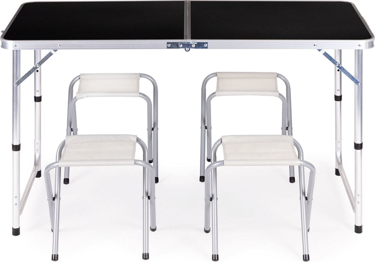 Opvouwbare aluminium campingtafel 72x65x51 cm - Aluminium - Zwart