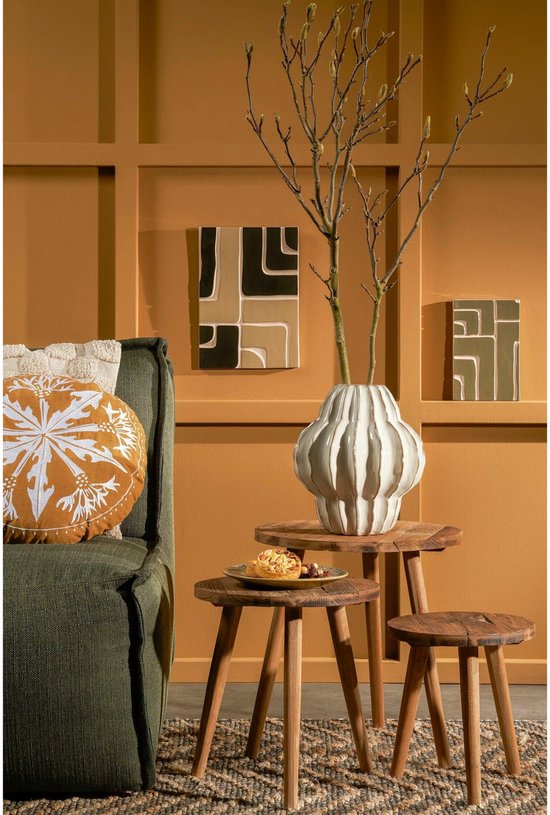 Mica Decorations Table d'Appoint Bold - H35,5 x Ø33 cm - Bois Recyclé - Marron