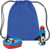 Disney Mickey Mouse lunchbox set voor kinderen - 3-delig - blauw - incl. gymtas/schooltas