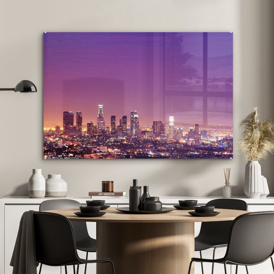 Los Angeles at night Glas 120x80 cm - Tirage photo sur Glas (Décoration murale en plexiglas)