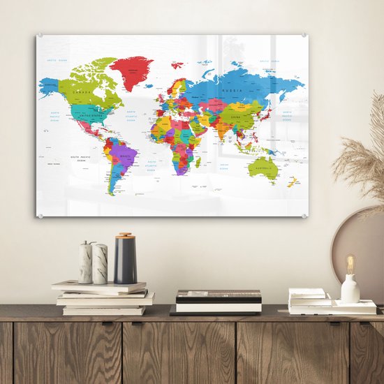 Carte Du Monde Enfants LINEO XL 60x42cm - Poster Éducatif Avec Animaux Et Continents - Décoration Chambre