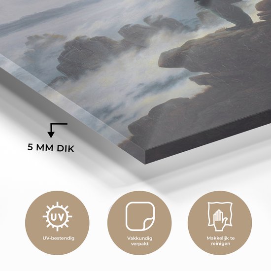 MuchoWow® Peinture sur Verre - Le Vagabond au-dessus des Brumes - Peinture de Caspar David Friedrich - 90x120 cm - Peintures sur Verre Acrylique - Photo sur Glas