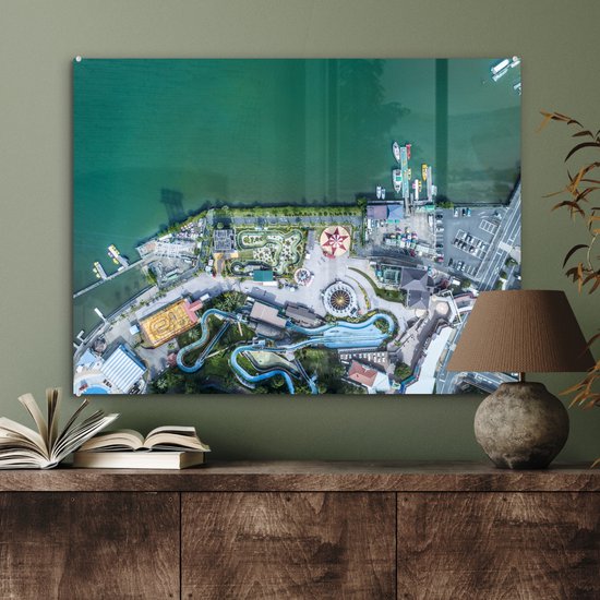 MuchoWow® Peinture sur verre 80x60 cm - Peinture sur verre acrylique - parc d'attractions - Photo sur verre - Peintures