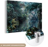 MuchoWow® Glasschilderij 30x20 cm - Schilderij acrylglas - Planten - Jungle - Water - Foto op glas - Schilderijen