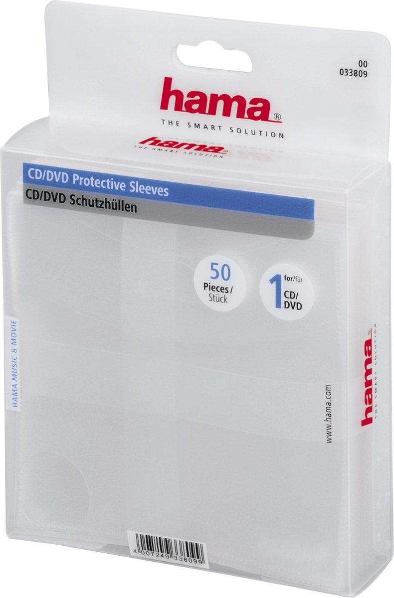Hama CD/DVD sleeves 50-pack transparant