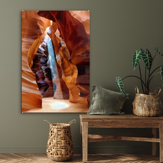 Peinture sur verre - La lumière du soleil à travers les crevasses étroites de l'Antelope Canyon - 80x120 cm - Peintures sur verre acrylique - Photo sur Glas