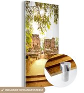 MuchoWow® Glasschilderij 60x120 cm - Schilderij acrylglas - Zonovergoten Sri Lankaanse tempel van Polonnaruwa - Foto op glas - Schilderijen