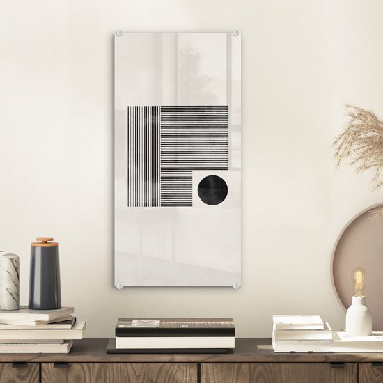 MuchoWow® Glasschilderij 20x40 cm - Schilderij acrylglas - Vierkant - Minimalisme - Abstract - Foto op glas - Schilderijen