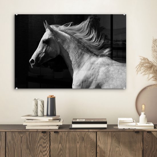 MuchoWow® Peinture sur Verre - Paarden - Animaux - Portrait - 60x40 cm - Peintures sur Verre Acrylique - Photo sur Glas