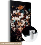 MuchoWow® Peinture sur Verre - Fleurs - Papillon - Femmes - Foulard - 40x60 cm - Peintures sur Verre Acrylique - Photo sur Glas