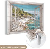 MuchoWow® Peinture sur verre 30x20 cm - Peinture sur verre acrylique - Voir à travers - Arbre - Mer - Photo sur verre - Peintures
