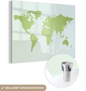 MuchoWow® Glasschilderij 40x30 cm - Schilderij acrylglas - Wereldkaart - Groen - Simpel - Foto op glas - Schilderijen