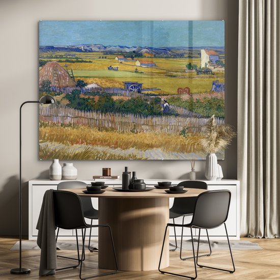 MuchoWow® Peinture sur verre 160x120 cm - Peinture sur verre - La récolte - Vincent van Gogh - Photo sur verre acrylique - Peintures