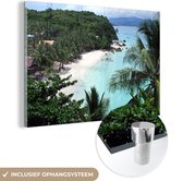 MuchoWow® Glasschilderij 30x20 cm - Schilderij acrylglas - Luchtfoto van de witte stranden op het eiland Boracay - Foto op glas - Schilderijen