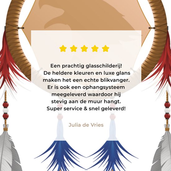 MuchoWow® Peinture sur verre 80x120 cm - Peinture sur verre acrylique - Illustration d'un attrape-rêves avec un aigle - Photo sur verre - Peintures