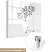 MuchoWow® Glasschilderij 20x20 cm - Schilderij acrylglas - Een illustratie van de kaart van Ibiza - Foto op glas - Schilderijen