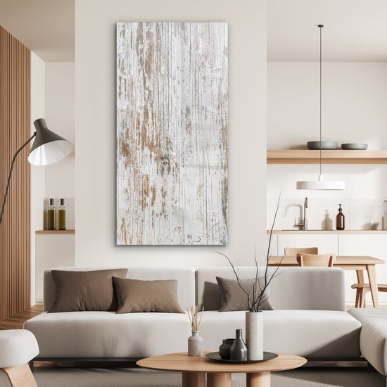 MuchoWow® Peinture sur verre 80x160 cm - Peinture sur verre acrylique - Structure de planches de bois - Photo sur verre - Peintures