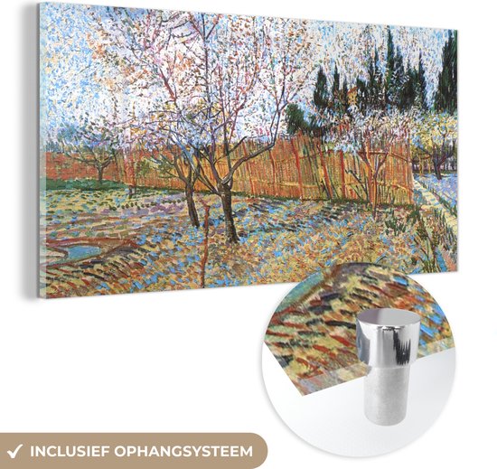 MuchoWow® Peinture sur Verre - Pêcher en Fleurs - Vincent van Gogh - 120x60 cm - Peintures sur Verre Peintures - Photo sur Glas