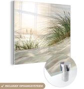 MuchoWow® Glasschilderij 50x50 cm - Schilderij acrylglas - Duin - Waddeneilanden - Water - Foto op glas - Schilderijen