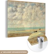 MuchoWow® Glasschilderij 80x60 cm - Schilderij acrylglas - De kalme zee - Schilderij van Gustave Courbet - Foto op glas - Schilderijen