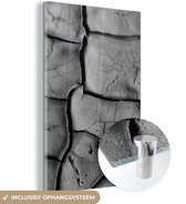 Glasschilderij - Zwart - Wit - Klei - Steen - 40x60 cm - Schilderij glas - Kamerdecoratie
