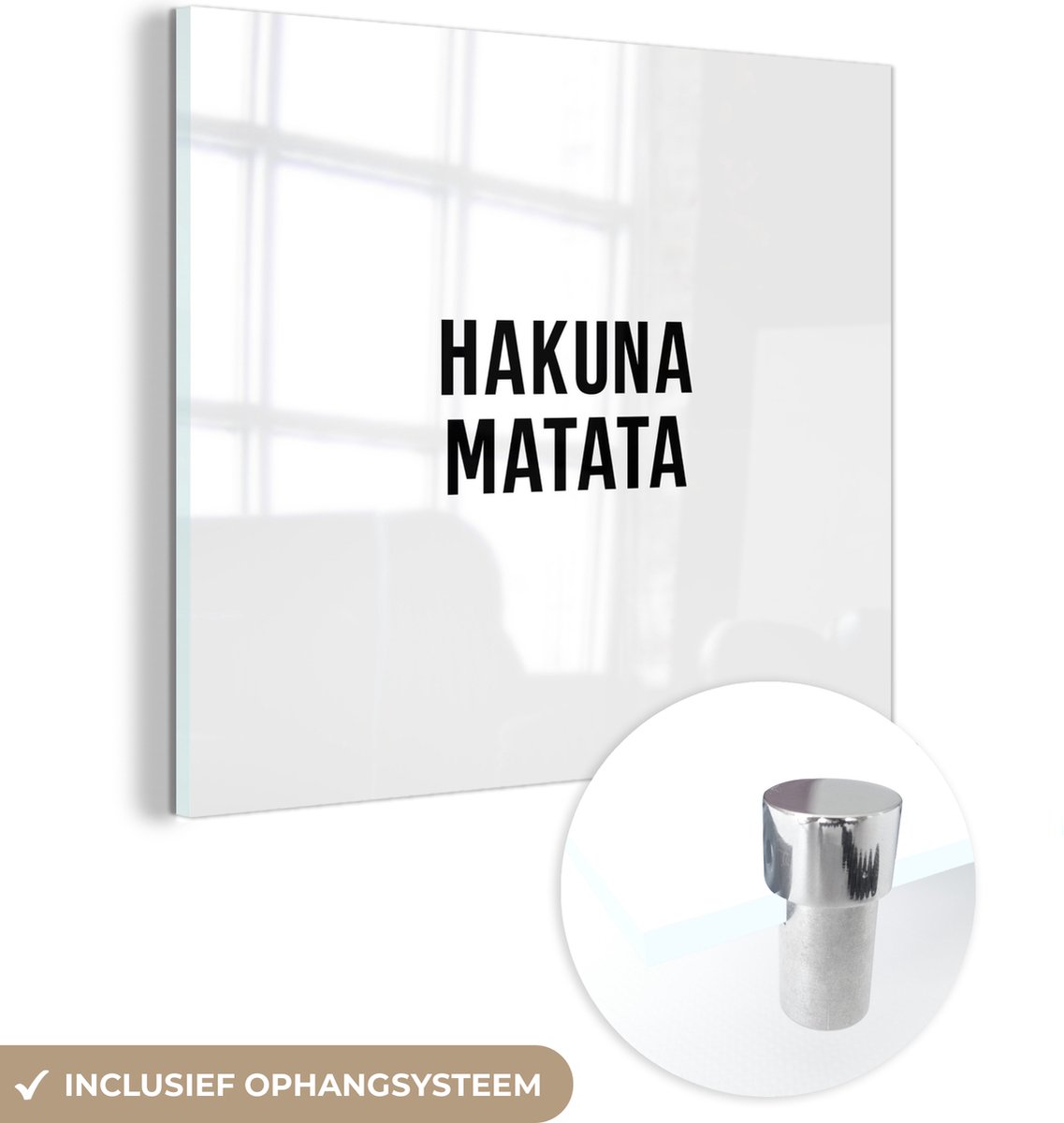 MuchoWow® Glasschilderij 20x20 cm - Schilderij acrylglas - Quotes - Hakuna matata - Kinderen - Baby - Tekst - Foto op glas - Schilderijen