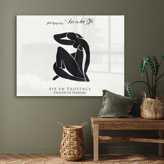 MuchoWow® Peinture sur verre 120x90 cm - Peinture sur verre acrylique - Femme - Abstrait - Zwart - Henri Matisse - Photo sur verre - Peintures