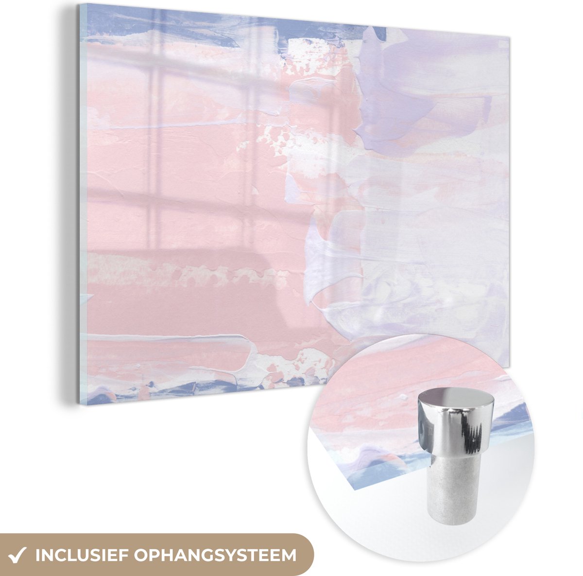 MuchoWow® Glasschilderij 60x40 cm - Schilderij acrylglas - Pastel - Design - Verf - Foto o