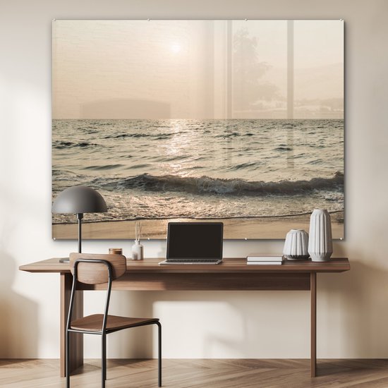 MuchoWow® Peinture sur Verre - Mer - Plage - Soleil - 160x120 cm - Peintures sur Verre Acrylique - Photo sur Glas