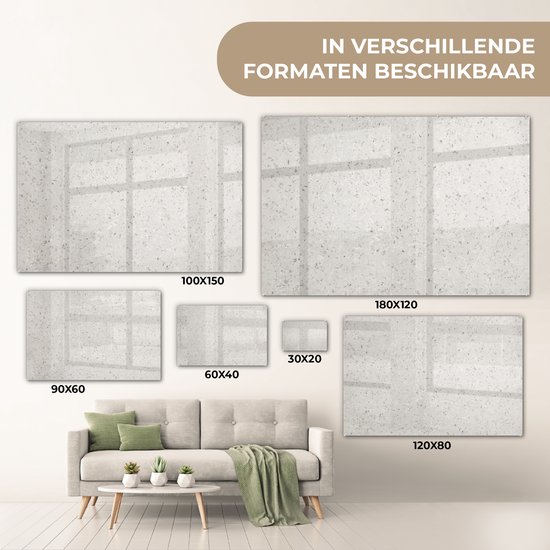 MuchoWow® Peinture sur verre - Granit - Grijs - Motif - Design - Wit - 120x80 cm - Peintures sur verre acrylique - Photo sur Glas