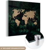 MuchoWow® Glasschilderij 50x50 cm - Schilderij acrylglas - Wereldkaart - Bloemen - Planten - Foto op glas - Schilderijen
