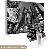 MuchoWow® Glasschilderij 90x60 cm - Schilderij acrylglas - New York - USA - Zwart - Wit - Foto op glas - Schilderijen