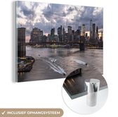 MuchoWow® Glasschilderij 120x80 cm - Schilderij acrylglas - New York - Brooklyn Bridge - Manhattan - Foto op glas - Schilderijen