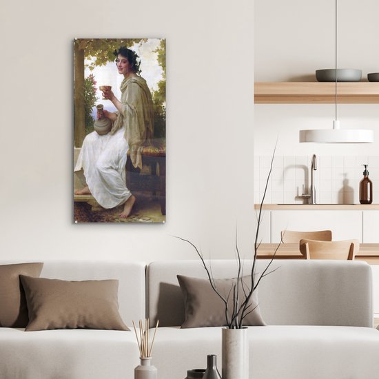 MuchoWow® Peinture sur verre 40x80 cm - Peinture sur verre - Bacchante - peinture de William-Adolphe Bouguereau - Photo sur verre acrylique - Peintures