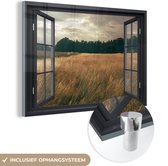 Peinture sur verre - Voir à travers - Champ - Arbre - 120x80 cm - Peintures Plexiglas