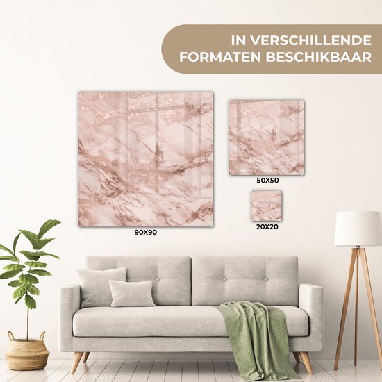 Peinture sur Verre - Marbre - Motif - Rose - 20x20 cm - Peintures sur Verre Peintures - Photo sur Glas