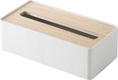 Yamazaki Tissue Box Rin wit natuur - metaal hout