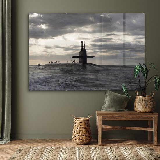 MuchoWow® Peinture sur verre 180x120 cm - Peinture sur verre acrylique - Amérique - Zwart - Wit - Sous-marin - Photo sur verre - Peintures