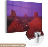MuchoWow® Glasschilderij 90x60 cm - Schilderij acrylglas - Utah - Amerika - Woestijn - Foto op glas - Schilderijen